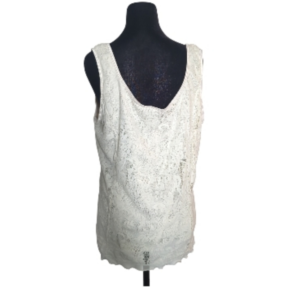 Vintage 90s 3X Cream Lace Tank Top Coquette Romantic Bridal Y2K Festival Cottage